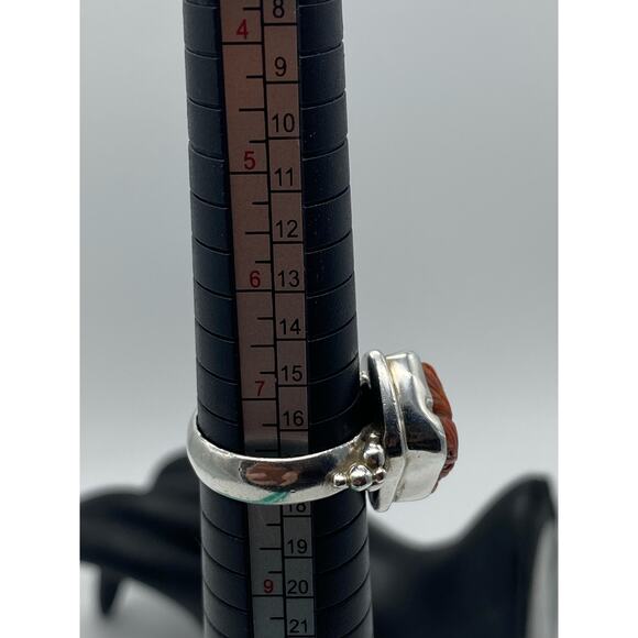 Raw coral‎ signed MC 925 Sterling Silver ring Statement ring - Picture 4 of 4